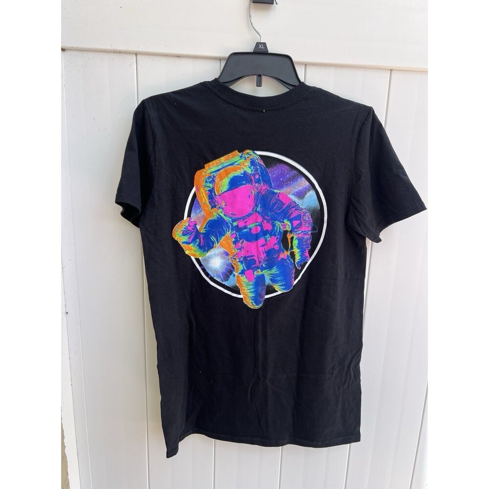 NASA Hyper Space Mens Tee Shirt Black Pink Blue Graphic Short Sleeve Sz Small